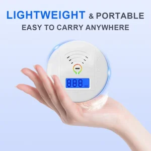 Portable Carbon Monoxide Alarm with 2 AA Battery Operation, 12V and 85 dB Sound