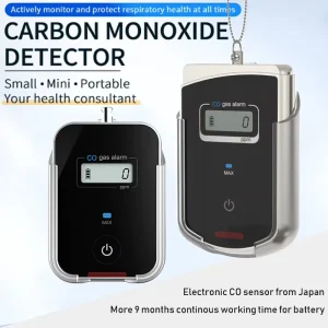 Portable Carbon Monoxide Alarm with Audible and Visual Alert for Car, Vehicle, and Home