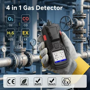 Portable EX O2 CO H2S Gas Leak Monitor Rechargeable Flammable Gas Detector Portable for Industry