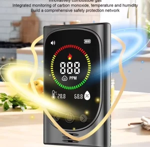 Portable Indoor Air Quality Monitor with Lithium-Ion Battery, IP54 Rating, LED and Temperature Alarm