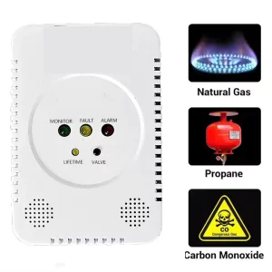Portable Kitchen Gas Leak Detector Sensor Alarm with Shut off Valve Wired HRP Detector ABS Material for TCP WIFI IP Networks