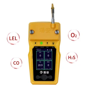Portable Multi 4 in 1 Gas Alert Detector CO O2 H2S Combustible Gas Monitor with Sound Light Alarm Data Logging for Confined Space