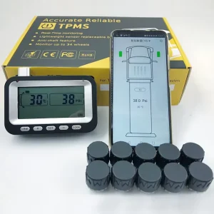 Pre Programmed 10 Sensors Real Time Full Time Alarm Warning Digital LCD Display Driver Truck Tire Pressure Monitoring System