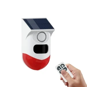 Premium Wireless Solar Alarm Siren With Remote Sound Strobe Light Motion Detector Solar Motion Sensor