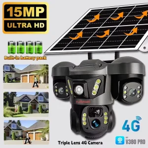 Q10 15(yz) Outdoor PTZ Camera Three Lens CMOS Motion Detection Alarm 360 Degree Wi Fi Night Vision Cloud IP67 Two Way