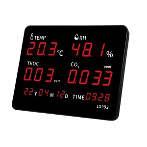 RC992-A Temperature and Humidity Instrument with Built-In Probe, Digital Wall Clock, Alarm, and Calendar for Sauna