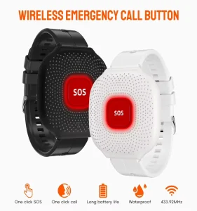 RF433MHZ Wireless Personal Alarm Emergency Call Button for Elderly Safety Alert Device Wearable Neck Strap SOS Call Wristband