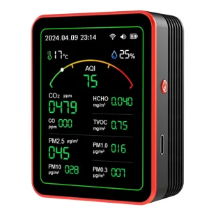 Rechargeable 15 in 1 Digital Air Quality Monitor WIFI enabled CO2 Detector for Household Use