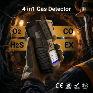 Rechargeable Portable CO O2 H2S EX Monitor Gas Detector Alarm for Chemical Industry Gas Leak Detection