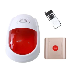 Red and White Emergency Calling Button with Adjustable Light and Sound, 100 ft Range, for Patient and Elderly Home, Safety, and Hospital Use