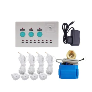 Reliable Wired Water Leak Alarm System with 3/4″ Valve & 6m Sensor 5V Plug Powered for Basement & Household Flood Protection
