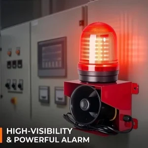 Remote Controlled Waterproof 120dB Flashing and Sound Indoor Outdoor Red Warning Light with Customizable Voice