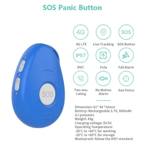 Remote Patient Blood Pressure Monitoring Emergency Alarm IP67 Waterproof Safety SOS Pendant Elderly Fall Alert SOS Panic Button