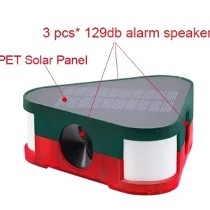 Ruocin N911G Factory Supply 360 Sensing Solar Powered ABS Ultrasonic Alarm Strobe Flashing IP55 Outdoor Use 5 8M Detection Range