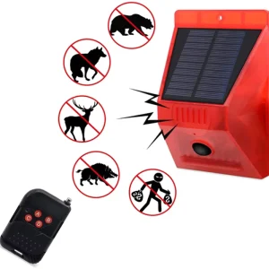 SL01 Wireless Outdoor Wall Siren with Flash Light Sound Strobe Solar Power Sensing Alarm Red CE Certified
