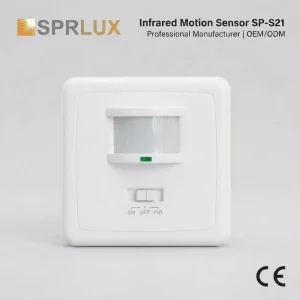 SP-S21 160-Degree Infrared PIR Motion Sensor Wall Switch, 1200W Max, Adjustable Time and LUX Occupancy Sensor for Indoor Lighting