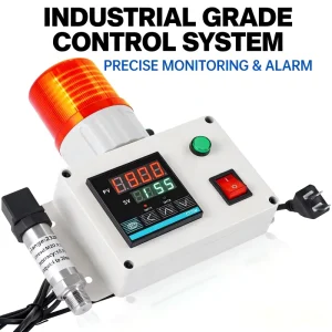 SSAP168 White Digital Pressure Alarm 110V 232 PSI with High/Low Pressure and Low Water Siren for Air, Water, and Oil