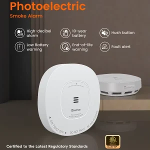 Sealed Battery Smoke Alarm Standalone Smoke Detector with Mounting Bracket 3V Sealed Battery