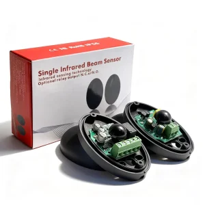 Single Infrared Beam Sensor and Photoelectric Barrier Detector, DC 12V-24V, for Gates, Doors, and Windows