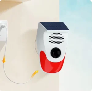 Siren Alarm Pir Motion Detector with Solar Power Pir Motion Detector Alarm 120 DB Sound Alarm with Batteries Remote Controller