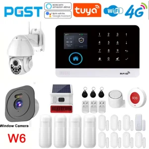 Smart Home Anti-Theft Alarm System Kit with 3MP Outdoor Cameras, WiFi, SOS Function, Sound Alarm, ABS PIR Motion Sensor