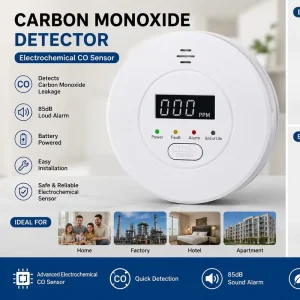 Smart Home Carbon Monoxide Detector with LCD Display Battery Power CO Alarm CE Certified for Home Safety
