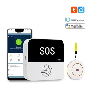Smart Home Caregiver Pager for Elderly DC5V USB Chargeable SOS Fall Alert Emergency Call Panic Button 433MHz ABS WiFi IP