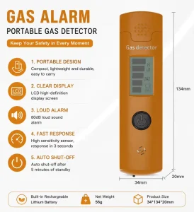 Smart Home Kitchen Handheld Gas Leak Detector with Shut-Off Valve