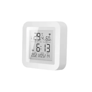 Smart Home Temperature & Humidity Sensor Tuya WiFi Battery Operated with Smart Life App Alerts Bar Design Android Compatible