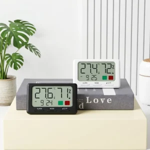 Smart Thin Plastic Digital Temperature Hygrometer Alarm Clock Humidity Thermometer Moisture Comfort Battery Powered Kitchen