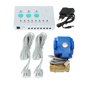 Smart Water Leak Detector with Auto Shut Off Valve DN15 1 2 Inch Wired Water Sensor Alarm for Home Pipe Leak Protection System