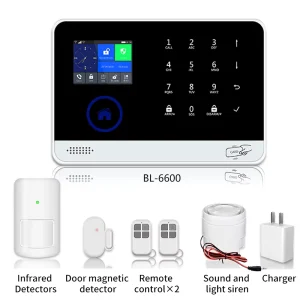 Smart WiFi 4G Security Alarm System Panel with 433MHz PIR Motion Detector and Door Sensor