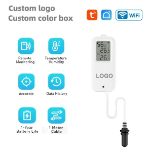 Smart WiFi Fridge Thermometer with 10m Detection Range, App Remote Alarm, ABS Material and Water Resistance