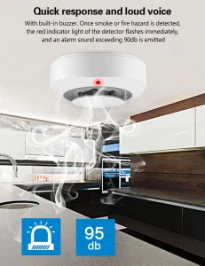 Smart WiFi Photoelectric Smoke Alarm Detector Fire Safety Sensor