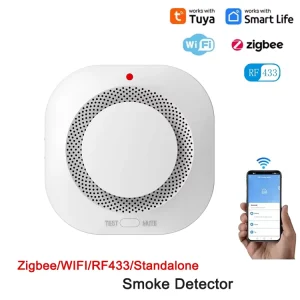 Smart WiFi Wireless Zigbee Photoelectric Smoke Detector with Tamper Alarm, 20-40 sq m Coverage