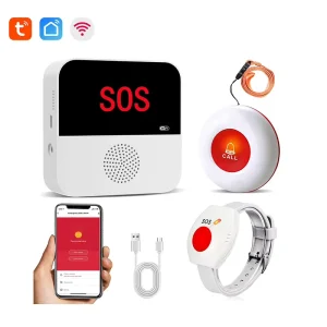 Smart Wireless Caregiver Pager Call Button for Elderly Home Emergency Alert System with WiFi Connectivity