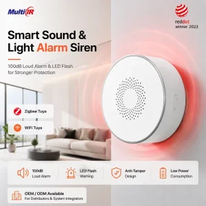 Smart Zigbee Infrared Indoor Sound and Light Siren Alarm 110dB USB Rechargeable Burglar Alarm