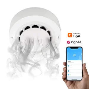 Smart Zigbee Smoke Detector High-Sensitivity Sensor Voice and Remote Control 80dB Ceiling Mount