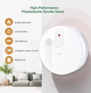 Smoke Detector Photoelectric Smoke Alarm Detector Battery Operated Fire Alarm Sensor for Fire Safety Protection