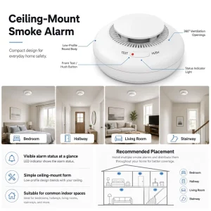 Smoke Detectors & Fire Alarms Smoke Alarm with Strobe Light Fire Alarm for Home with Sticky Backs