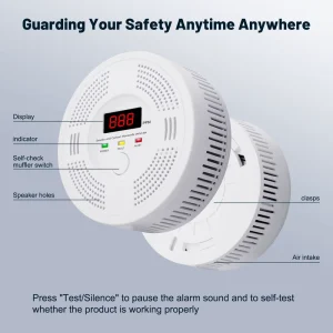Smoke and Carbon Monoxide Detector CO Sensor Monitor ABS Plastic 10 Year Sensor Life Home Kitchen Safety Security Alarm