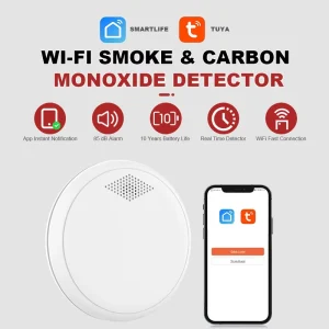 Smoke and Carbon Monoxide Detector Wi-Fi 2-in-1 Alarm with Photoelectric and Electrochemical Sensors 85dB ABS