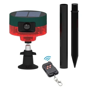 Solar Alarm Light 360° Detector Record Sound Outdoor Infrared Motion Sensor Anti theft Animal Repeller Security Warning Lights