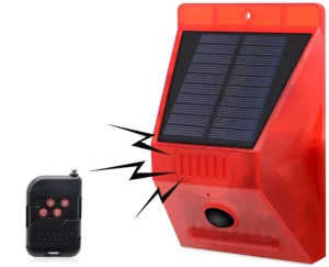 Solar Alarm Light with Remote Wireless 4 Modes Outdoor Motion Sensor Security Siren Lamp USB Charge Emergency Warning for Yard