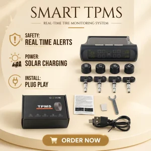 Solar Digital Car Tire Pressure Monitor TPMS 12V DC External Sensor VT-TP2021E