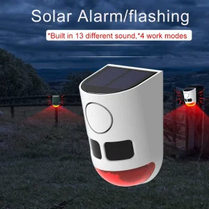 Solar Infrared Sensing Rechargeable Plastic Alarm Garden Farm Home Security Waterproof IP67 Flashing Light Sound Noise Maker Pet