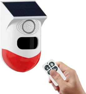 Solar Motion Sensor Alarm with Remote Monitoring Weatherproof for Outdoor Home Security