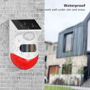 Solar PIR Motion Alarm Sensor IP66 Waterproof Battery Detector 120dB with Remote Controllers for Home Garden Warehouse