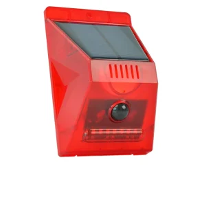 Solar PIR Motion Sensor Alarm with 129dB Siren 8 Burst Flashing Red LEDs IP65 Waterproof for Outdoor Security