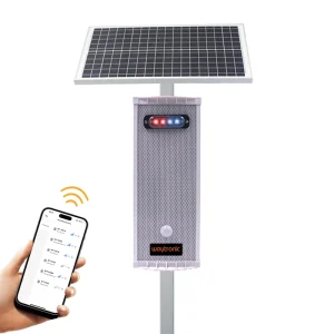 Solar Panel Audio Visual Alarm Strobe Led Light Warning Infrared Motion Sensor 120db Local Alarms